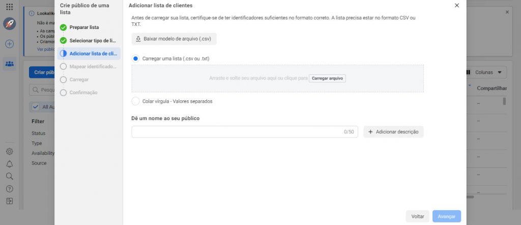 Aprenda como criar público personalizados no Facebook Ads com lista de clientes 1