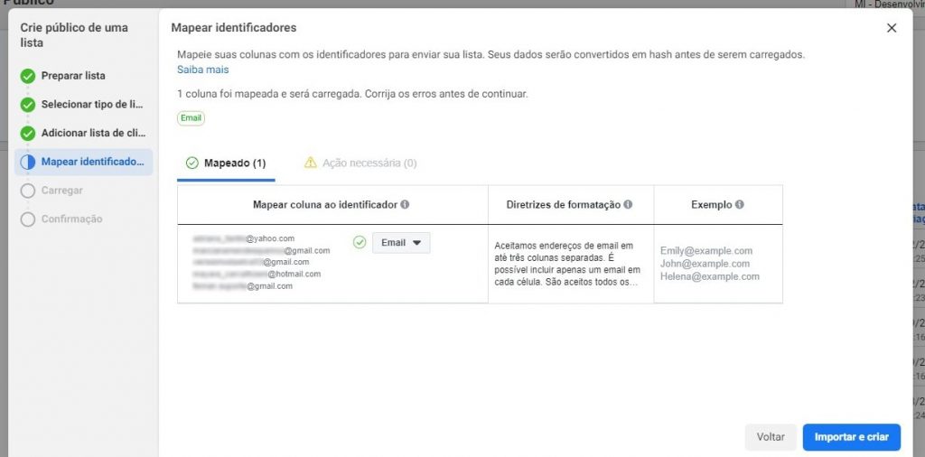 Aprenda como criar público personalizados no Facebook Ads com lista de clientes 2