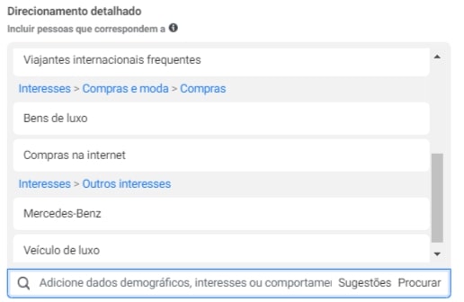 Direcionamentos detalhados de luxo do Facebook Ads - como segmentar para ricos facebook ads