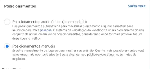 Posicionamento Automático X Posicionamento manual Facebook ads - como segmentar para ricos facebook ads