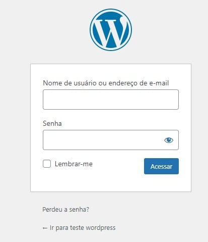 Acesso ao painel de administração do WordPress
